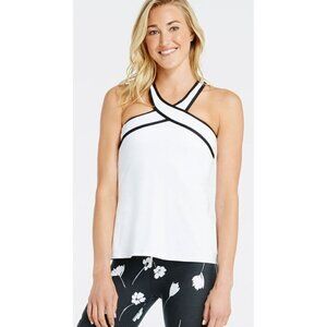 NWT Fabletics Chicago White/Black High Neck Active Wear Tank Small